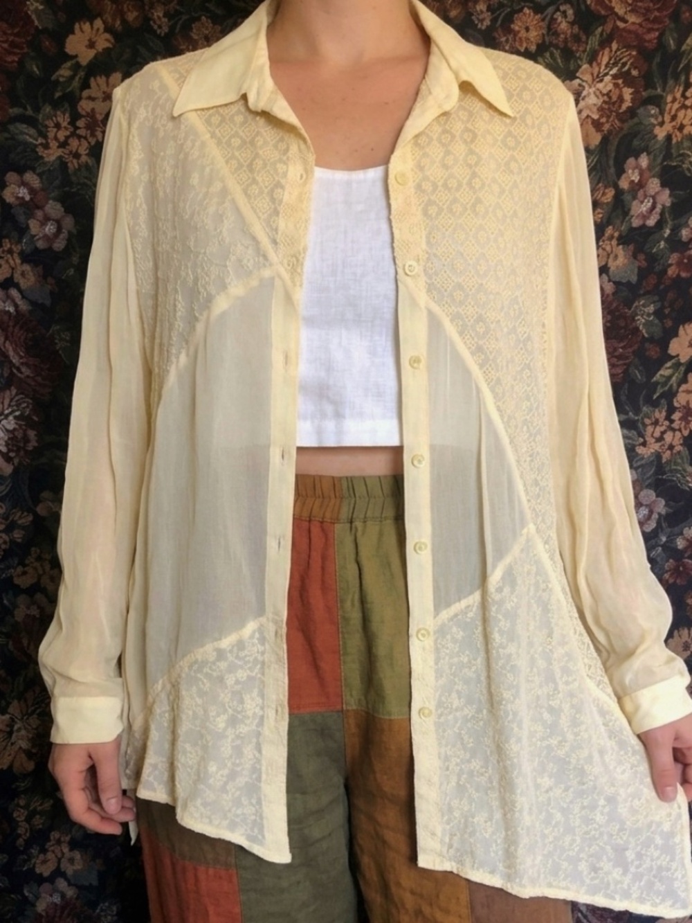 Chico’s Whimsical Fairycore Asymmetrical Lace Blouse - L/XL